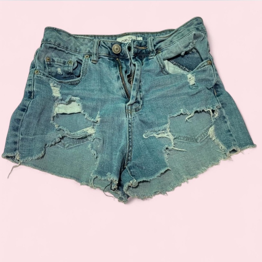 Rue21 Light Blue Distressed Jean Shorts